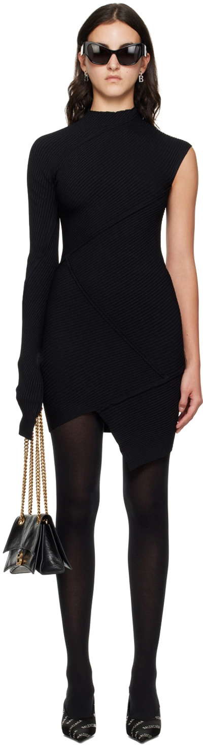 Shop Balenciaga Black Spiral Minidress In 1000 Black
