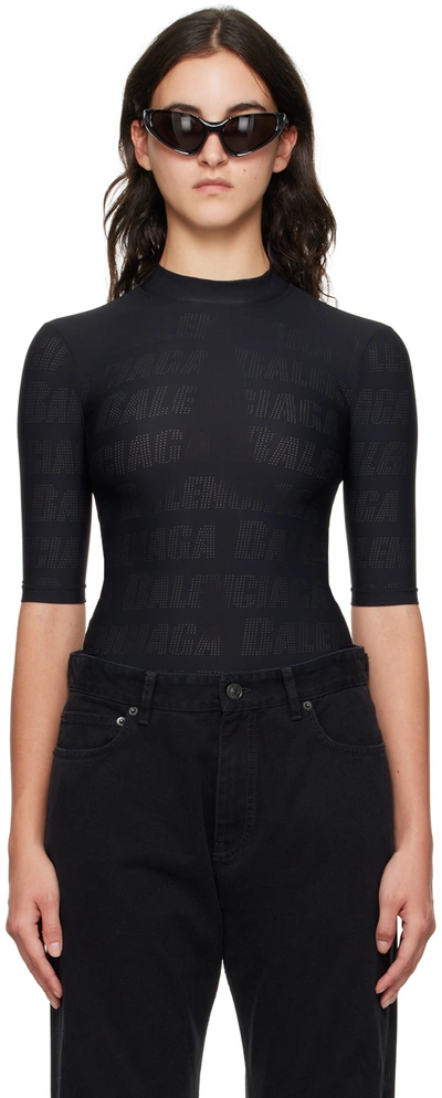 Shop Balenciaga Black Perforated T-shirt In 1000 Black