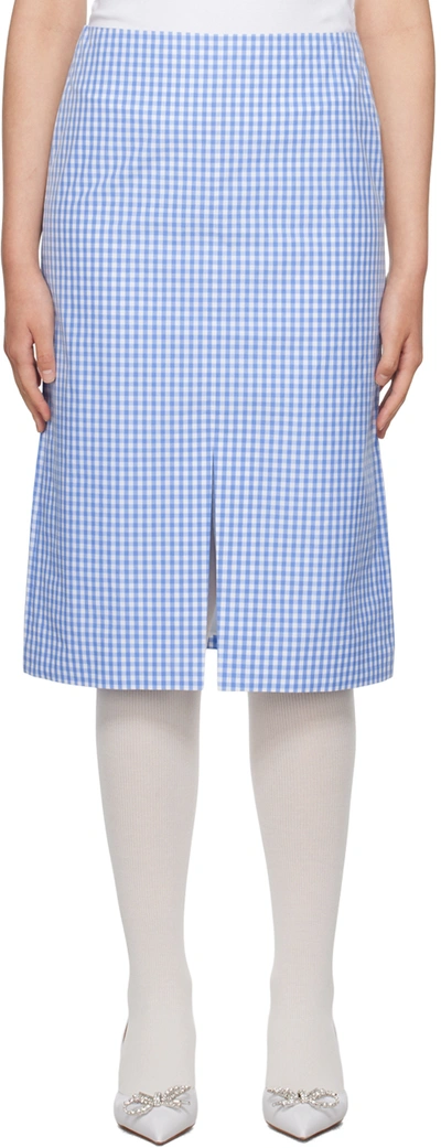Shop Shushu-tong Blue Check Midi Skirt In Bu100 Blue