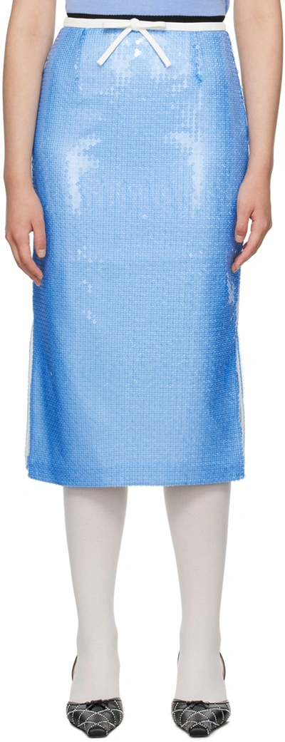Shop Shushu-tong Blue Bow Midi Skirt In Bu100 Blue