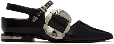 Toga Ssense Exclusive Black Embellished Buckle Ballerina Flats In Aj123 Black