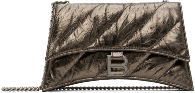 Shop Balenciaga Gray Xs Crush Chain Bag In 2564 Dark Bronze