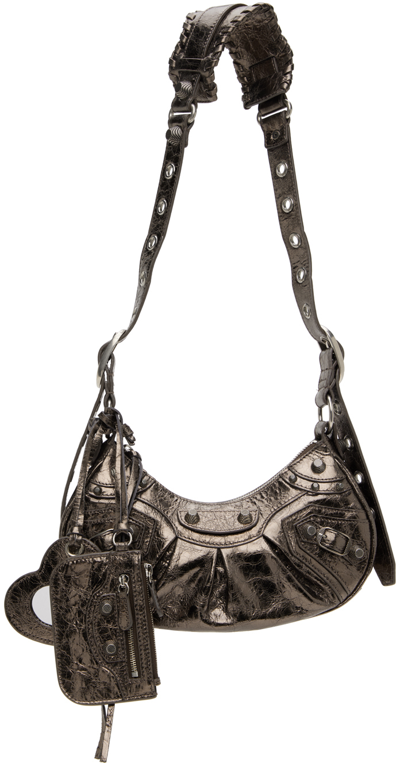 Shop Balenciaga Gray Xs 'le Cagole' Bag In 2564 Dark Bronze