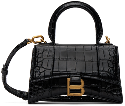 Shop Balenciaga Black Xs Hourglass Bag In 1000 Black