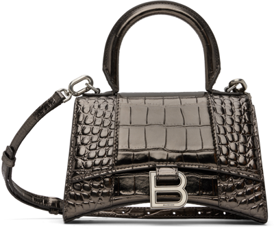 Shop Balenciaga Bronze Xs Hourglass Bag In 2564 Dark Bronze
