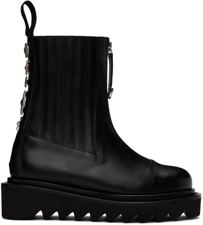Shop Toga Black Zip Boots In Aj1207-black Leather