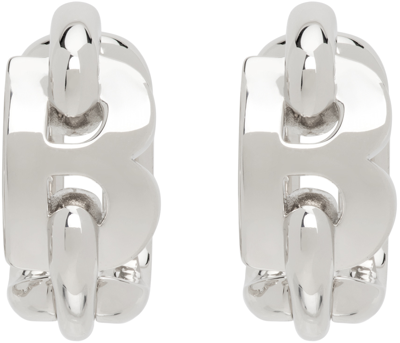 Shop Balenciaga Silver B Chain Hoop Earrings In 0926 Shiny Silver