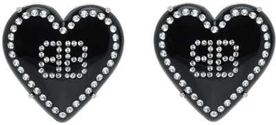 Shop Balenciaga Black Crush 2.0 Earrings In 7201 Black/silver/cr