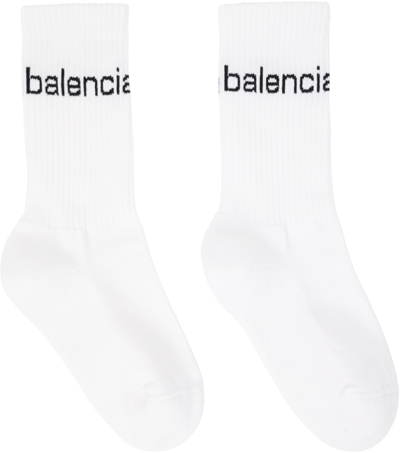 Shop Balenciaga White Bal.com Socks In 9060 White/black