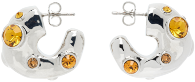 Shop Dries Van Noten Silver Hoop Earrings In 701 Rust
