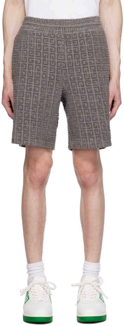Shop Givenchy Gray Jacquard Shorts In 056-titanium