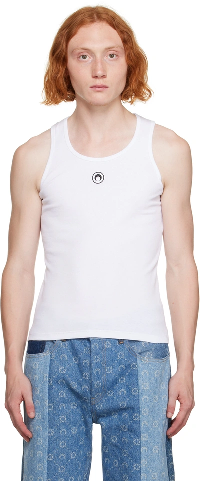Shop Marine Serre White Embroidered Tank Top In Wh10