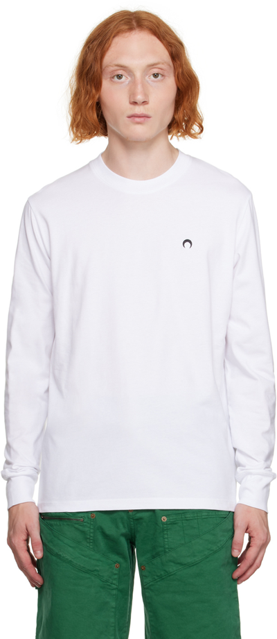 Shop Marine Serre White Embroidered Long Sleeve T-shirt In Wh10
