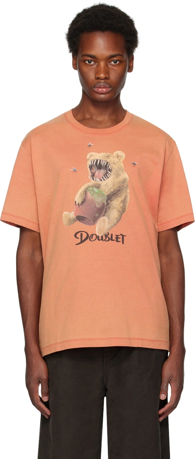 Shop Doublet Orange 'violent Stuff Bear' T-shirt In Red