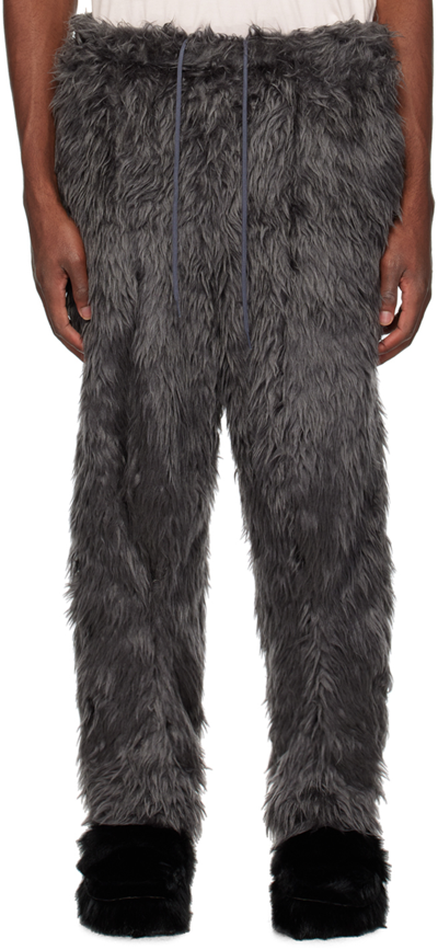Shop Doublet Gray Beastly Legs Faux-fur Trousers In Grey