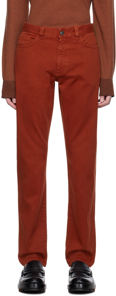 Shop Zegna Red Slim-fit Jeans In 602 Dark Red