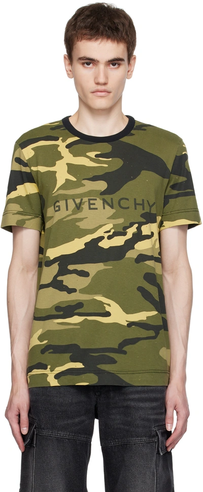 Shop Givenchy Green Camo T-shirt In 960-multicolored
