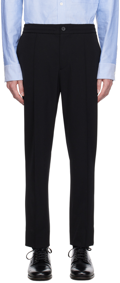 Shop Solid Homme Black Tapered Trousers In 709b Black