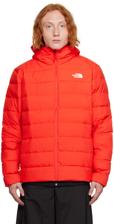 Shop The North Face Red Aconcagua 3 Down Jacket In 15q Fiery Red