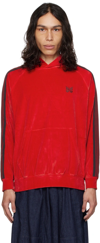 Shop Needles Red Embroidered Hoodie In A-red