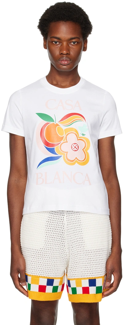 Shop Casablanca White 'le Pouvoir Des Fleurs' T-shirt