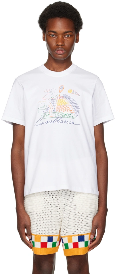 Shop Casablanca White 'jeu De Crayon' T-shirt
