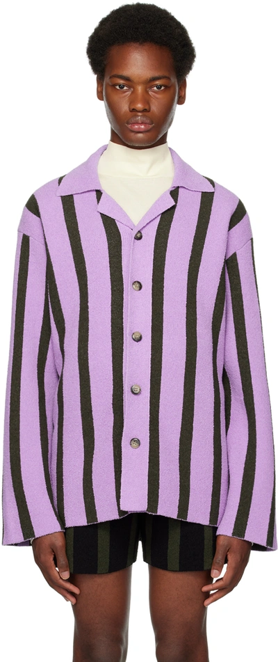 Nanushka Almar Striped Terry-cloth Shirt In Stripe Dark