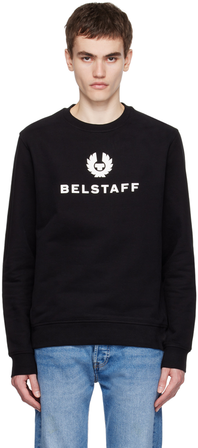Shop Belstaff Black Bonded Sweatshirt In Black / Off White