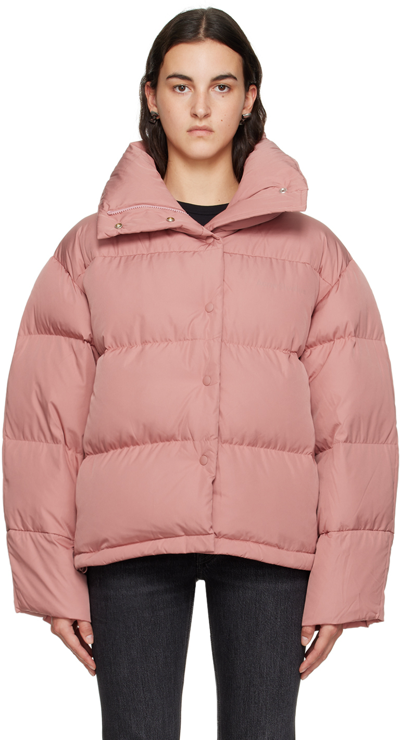 Shop Acne Studios Pink Quilted Down Jacket In Blush Pink