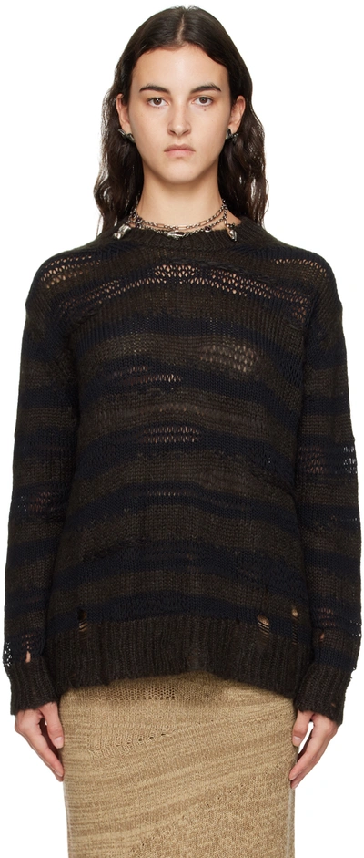 Shop Acne Studios Grey Distressed Sweater In Warm Charcoal Grey/b