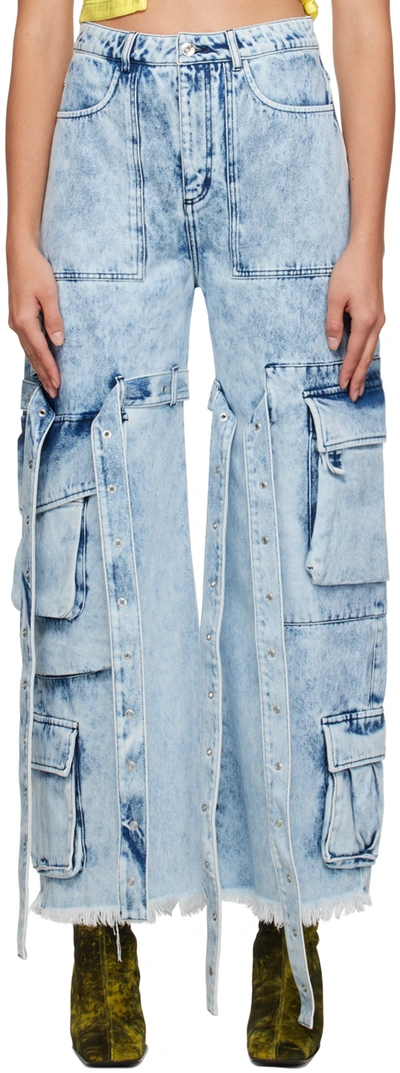 Shop Marques' Almeida Blue Multipocket Jeans In Acid Wash