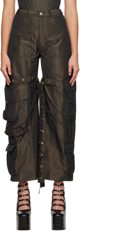 Shop Marques' Almeida Brown Multipocket Trousers In Dark Brown