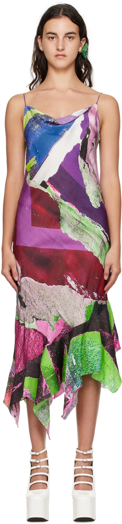 Shop Marques' Almeida Multicolor Printed Midi Dress In Graffiti Print