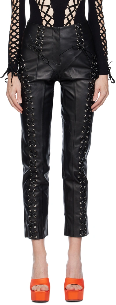 Sinead Gorey Ssense Exclusive Black Leather Pants In Black