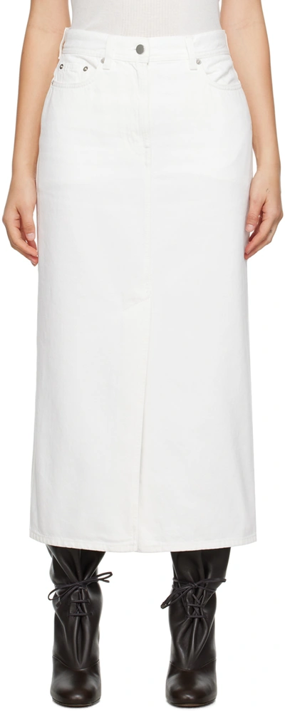 Shop Loulou Studio White Rona Denim Maxi Skirt In Ivory