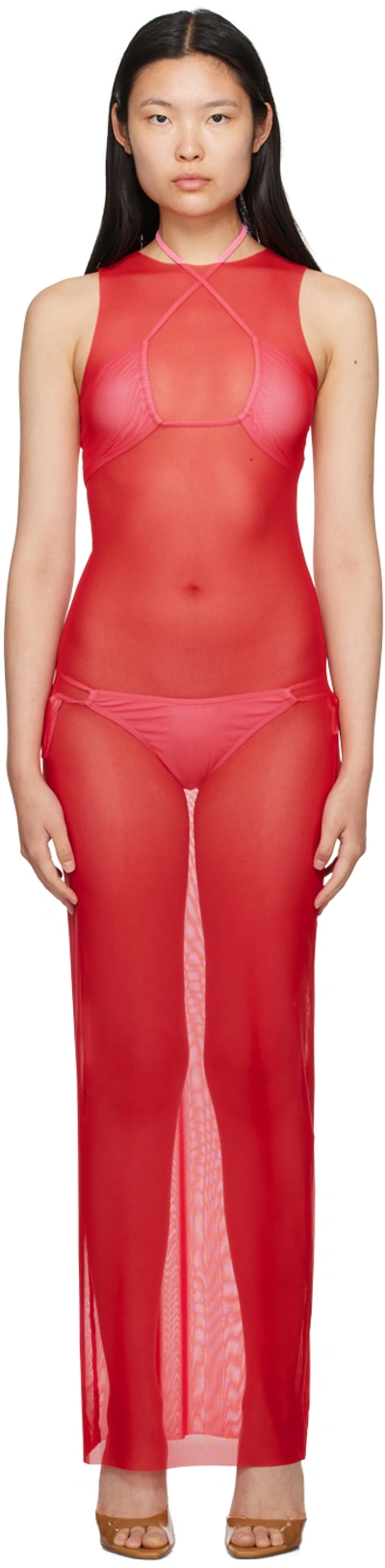 Binya Red Saturno Maxi Dress In Red