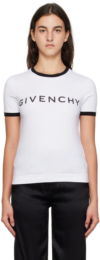 Shop Givenchy White Slim-fit T-shirt In 116 White/black