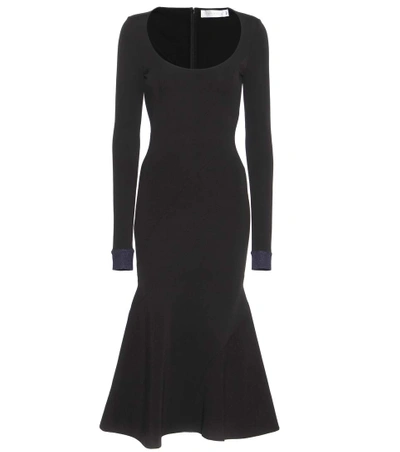 Victoria Beckham Flared Stretch-knit Dress In Black
