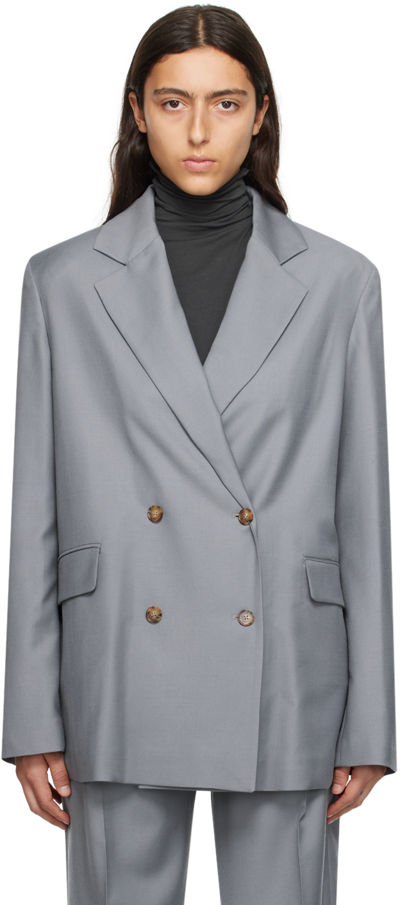 Shop Loulou Studio Gray Donau Blazer In Ice Grey