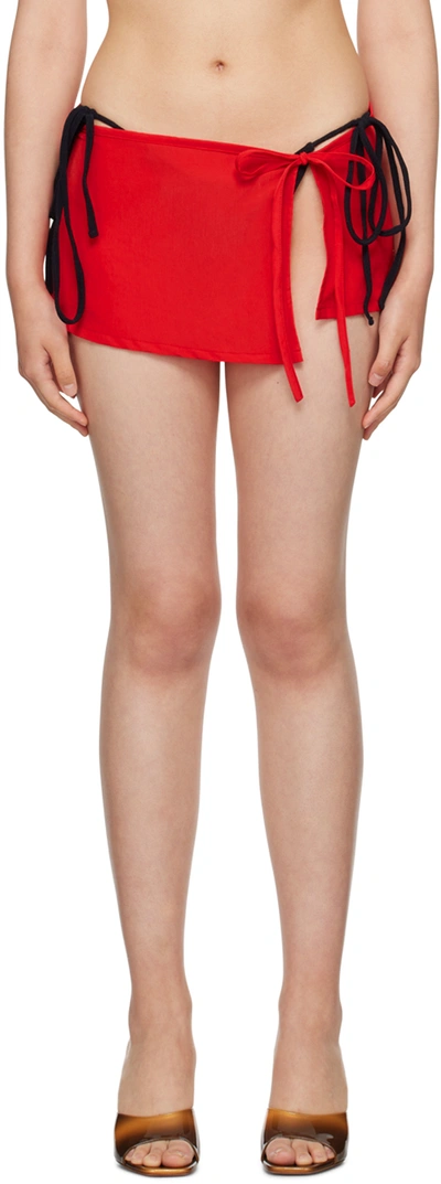 Binya Red Sarong Miniskirt In Red