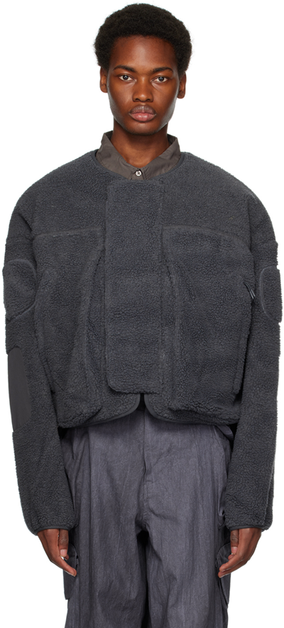 Shop Entire Studios Gray Fluffy Jacket In Charcoal