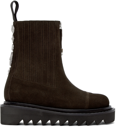 Shop Toga Brown Zipper Boots In Aj1207-dark Brown Su