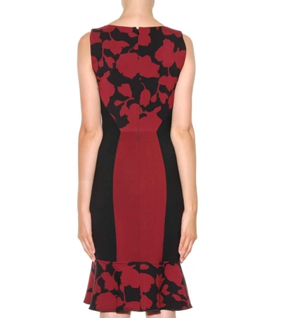 Shop Oscar De La Renta Printed Wool-blend Dress In Red