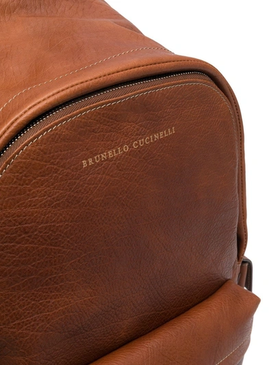 Shop Brunello Cucinelli Men's Brown Leather Backpack
