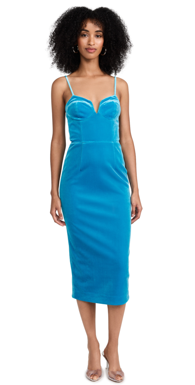 Shop Rebecca Vallance Bernadette Midi Dress Blue
