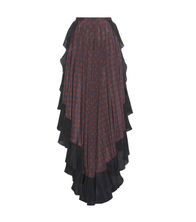 Shop Lanvin Printed Silk Skirt In Red