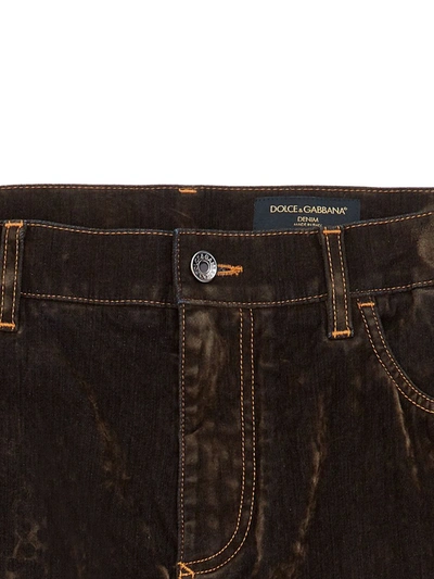 Shop Dolce & Gabbana Marble Effect Velvet Brown Men's Jeans