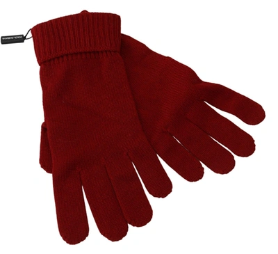 Shop Dolce & Gabbana Red 100% Cashmere Knit Hands Mitten Mens Men's Gloves
