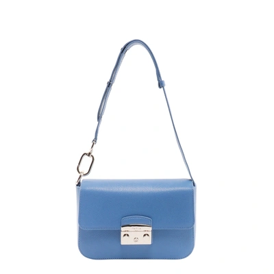 Shop Furla Women's Blue Leather Shoulder Bag