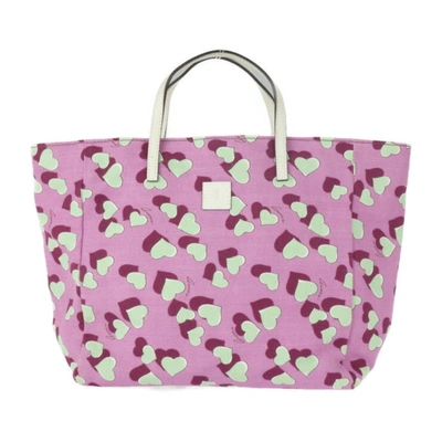 Shop Gucci Cabas Pink Canvas Tote Bag ()
